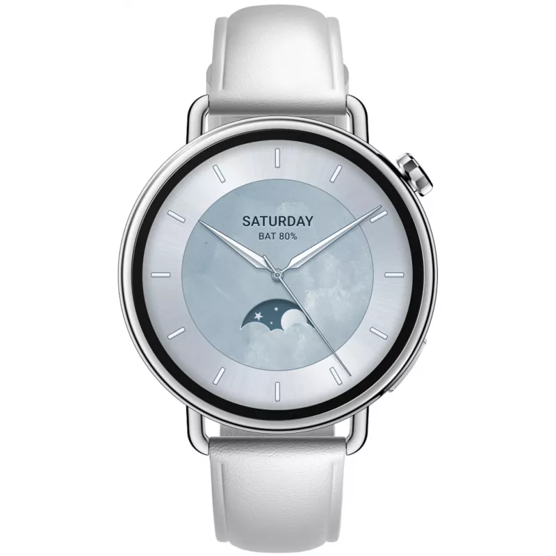 Смарт-часы Xiaomi Watch S4 41mm серебристый с белым кожаным ремешком BHR07VUGL — изображение 1