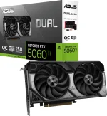 Видеокарта ASUS NVIDIA GeForce RTX 5060TI DUAL-RTX5060TI-O8G 8ГБ Dual, GDDR7, OC, Ret