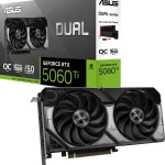 Видеокарта ASUS NVIDIA GeForce RTX 5060TI DUAL-RTX5060TI-O16G 16ГБ Dual, GDDR7, OC, Ret