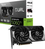 Видеокарта ASUS NVIDIA GeForce RTX 5060TI DUAL-RTX5060TI-O16G 16ГБ Dual, GDDR7, OC, Ret