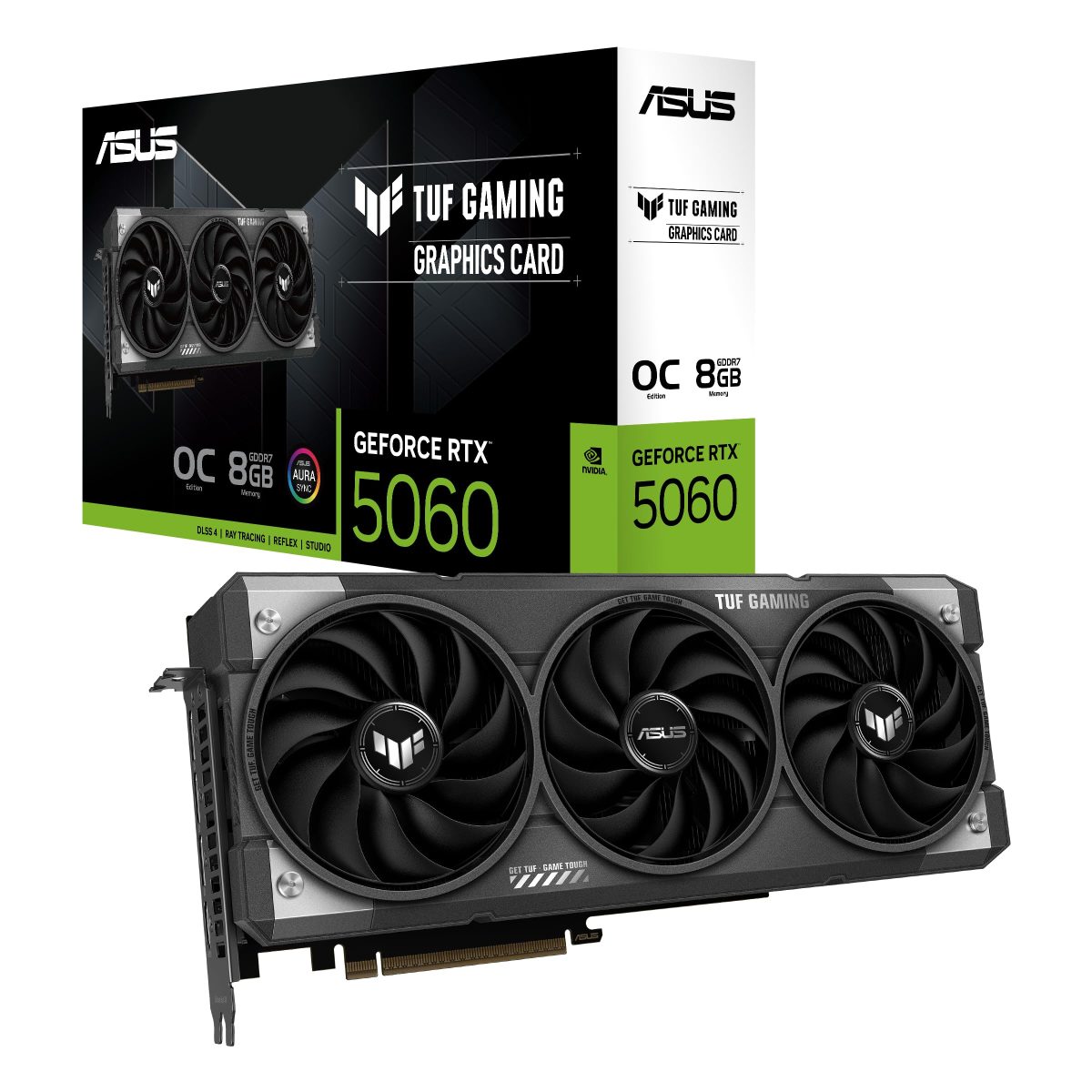 Видеокарта ASUS NVIDIA GeForce RTX 5060 TUF-RTX5060-O8G-GAMING 8ГБ Gaming, GDDR7, OC, Ret — изображение 1