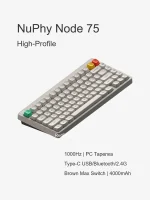 NuPhy Игровая клавиатура беспроводная Node 75, High Profile, Brown Max Switch, Английская/Русская раскладка, белый, черно-серый