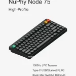 NuPhy Игровая клавиатура беспроводная Node 75, High Profile, Brown Max Switch, Английская/Русская раскладка, серый, кремовый