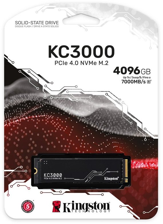 SSD накопитель Kingston KC3000 SKC3000D/4096G 4ТБ, M.2 2280, PCIe 4.0 x4, NVMe, M.2 — изображение 1